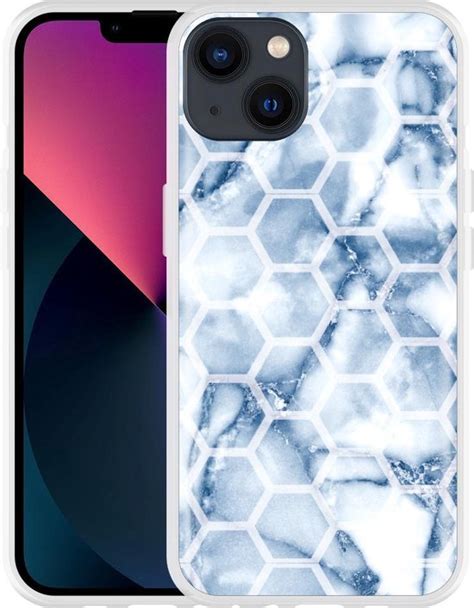 Cazy Hoesje Geschikt Voor Iphone Blue Marble Hexagon Bol