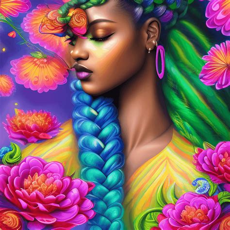 Intricately Beautiful Dark Skin Girl Hiding Between Colors · Creative