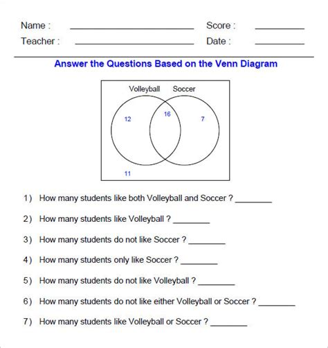 10+ Venn Diagram Worksheet Templates - PDF, DOC | Free & Premium Templates