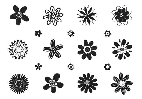 Stylized Black and White Flower Vector Pack 57292 Vector Art at Vecteezy