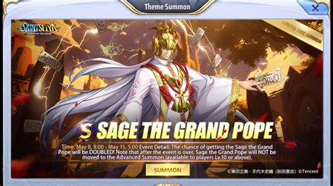 Live Saint Seiya Awakening KOTZ Grand Pope Sage All Out Gacha