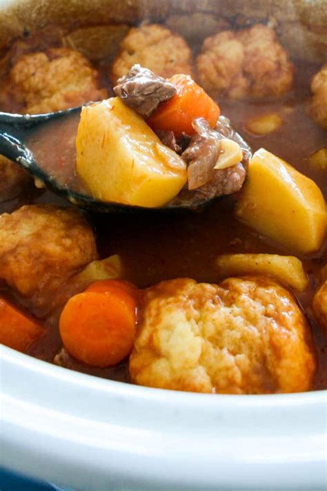 Easy Slow Cooker Beef Stew with Sticky Dumplings - Clean Eating with kids