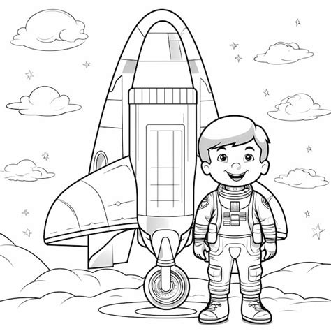 Página para colorear de aventura espacial para niños con astronauta