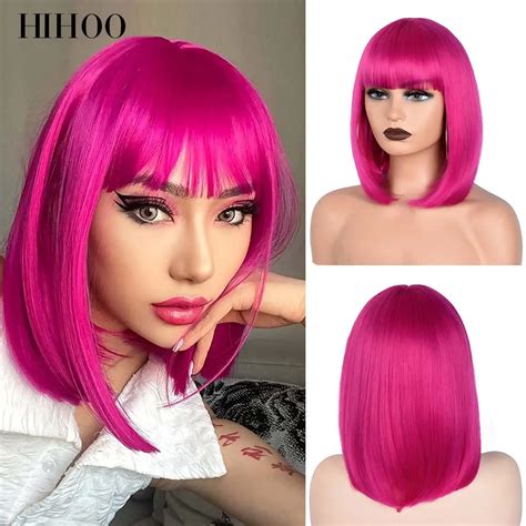 Short Straight Bob Wig For Women Synthetic Wigs Brown To Blonde Ombre Natural Fake Hair