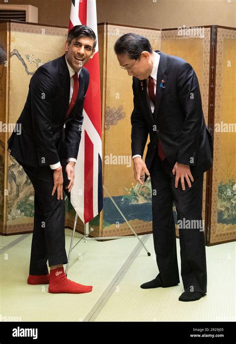 Prime Minister Rishi Sunak Shows Off His Socks To Japanese Prime