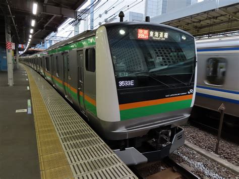 JR東日本E233系3000番台 東海道本線快速アクティー熱海行き Window of society is open