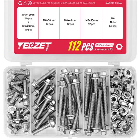 Yeezet Pcs M Stainless Steel Flanged Hex Head Bolts And Nuts