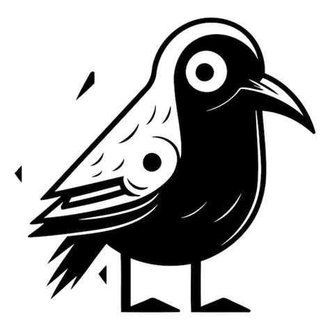 Premium Vector Cute Cartoon Black Crow Isolated On White Background