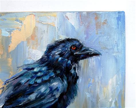 Crow Painting Bird Original Art Oil Painting On Canvas Panel Etsy