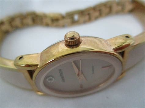 Armitron Diamond Watch Oval Shaped Face Gold Toned Elegant Etsy