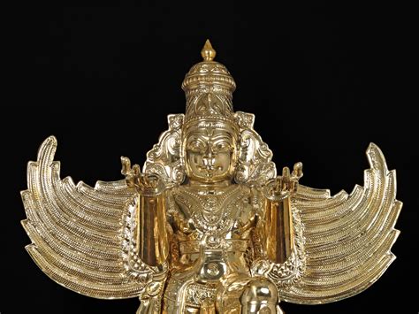 49 Large Garuda Vahana Of Lord Vishnu In Brass On Wooden Pedestal