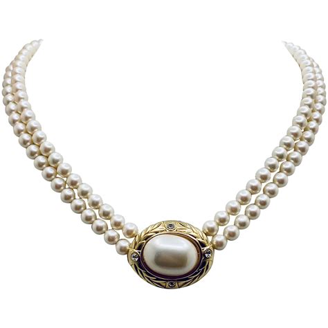 Trifari Double Strand Simulated Pearl Necklace 17 Ruby Lane