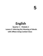 English Docx English Quarter Module Lesson Inferring The