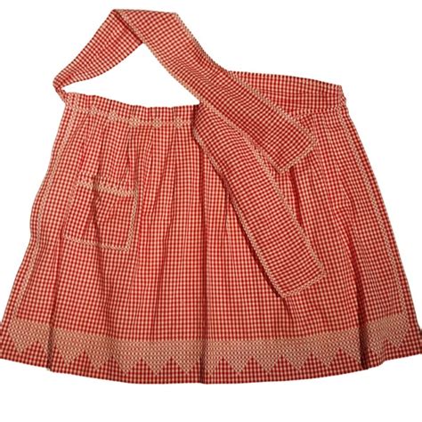 Red Gingham Apron Etsy