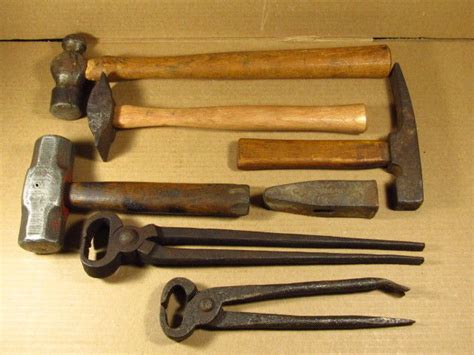 Vintage Blacksmith Farrier Anvil Forge Hammer Tool Lot Antique