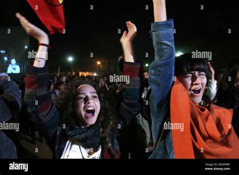 Turkish Cypriots Women Shout Slogans During A Peace Rally To Support The Peace Talks Inside The