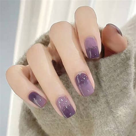 Purple And Silver Acrylic Nails