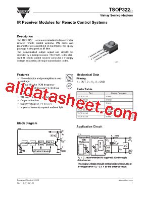 Tsop Datasheet Pdf Vishay Siliconix