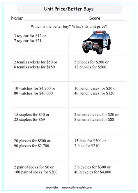 9 Relevant Unit Rate Worksheets To Enhance Understanding The