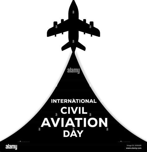 Día Internacional de la Aviación Civil con plano silueta Imagen Vector