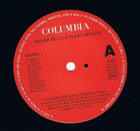 PEABO BRYSON AND REGINA BELLE A Whole New World Vinyl Record 7 Inch ...