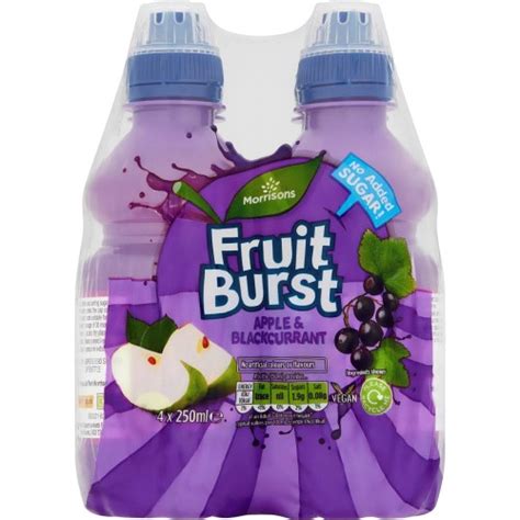 Morrisons No Added Sugar Fruit Burst Apple Blackcurrant Juice Drink