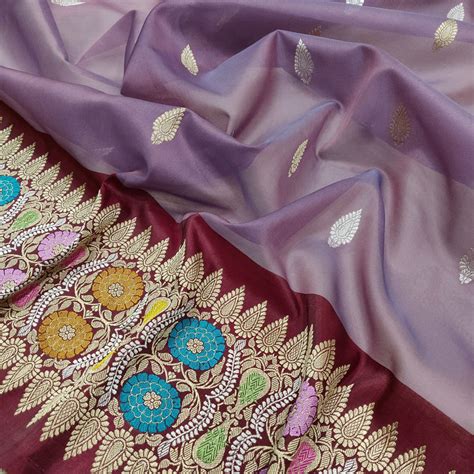 Dual Shade Pure Kora Silk Handwoven Banarasi Saree Banarasi Shagun