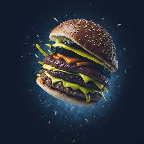 Premium Photo A Hamburger With A Lot Of Mustard On It