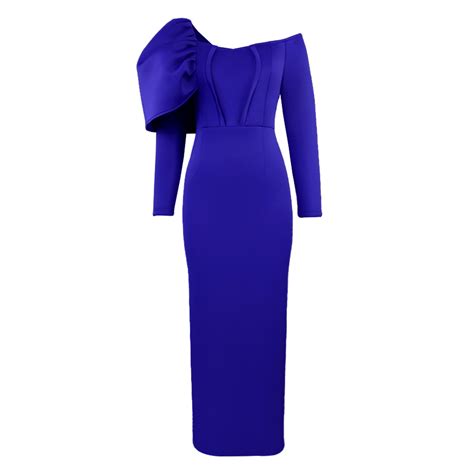 Blue Bodycon Long Sleeve Party Cocktail Women Evening Off Shoulder Dresses Buy Party Cocktail