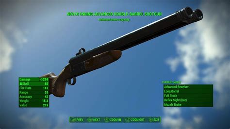 Fallout 4 Never Ending Double Barrel Shotgun Rare Legendary Shotguns Youtube