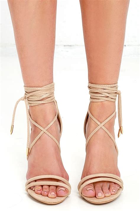 Sexy Nude Heels Lace Up Heels Dress Sandals 34 00