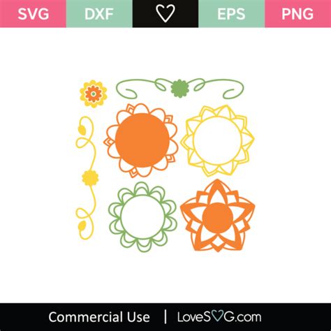 Flowers Monogram Frames Svg Cut File