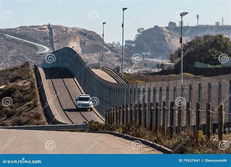 Border Patrol Vehicle Patrolling San Diego Tijuana Border Stock Image