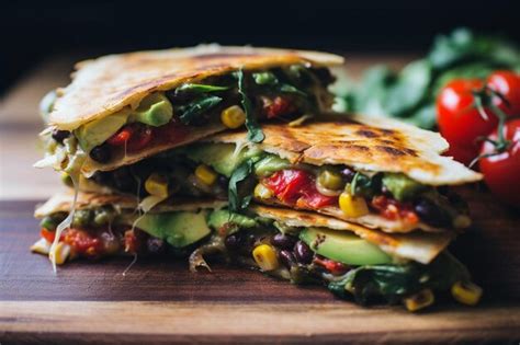 Premium Photo Southwest Veggie Quesadillas With Black Beans And