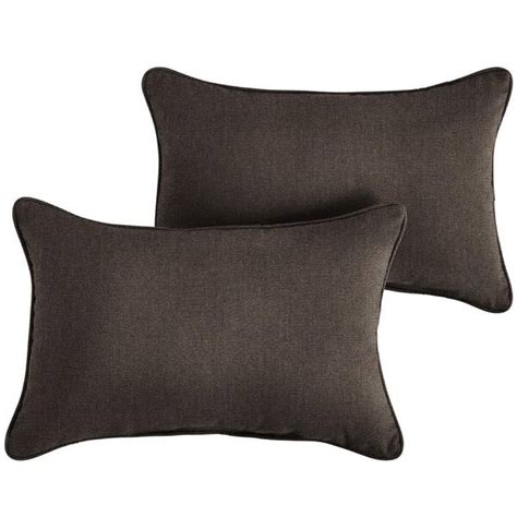 Sorra Home Sunbrella Canvas Java Rectangle Indoor Outdoor Lumbar Pillow