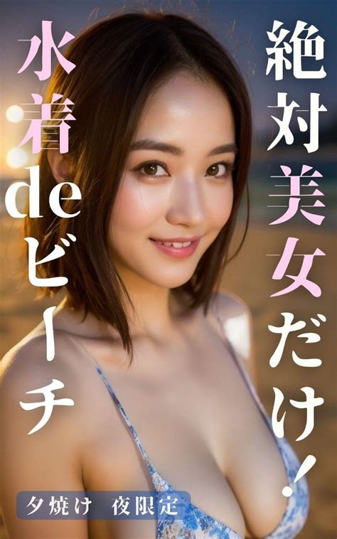 Ultra High Quality Only Classic Japanese Bikini Women In Sunset And Night Beach AI Gravure Photo