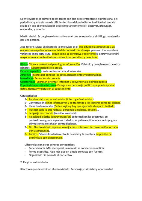 Apuntes Redaccion Periodistica Ii La Entrevista Es La Primera De Las