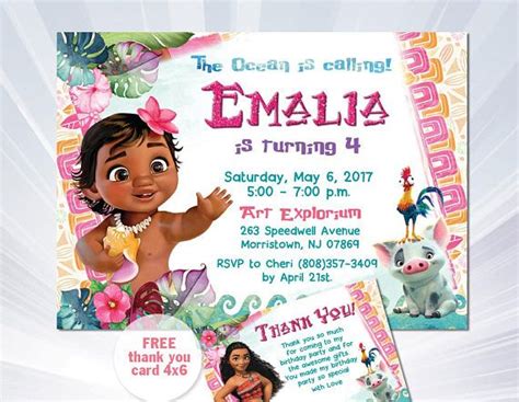 MOANA BIRTHDAY INVITATION, Baby Moana Invitation, Baby Moana Birthday ...