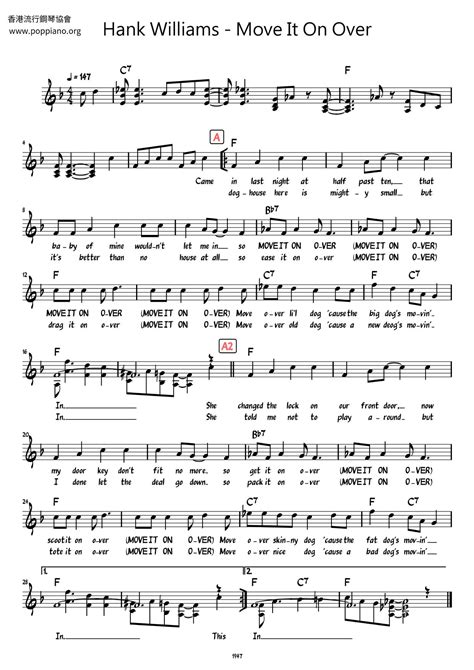 Hank Williams Move It On Over Sheet Music Pdf Free Score Download ★