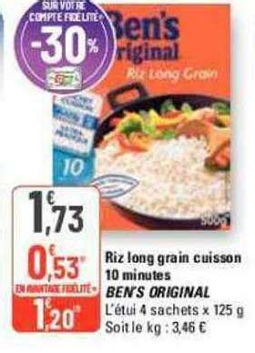 Promo Riz Long Grain Cuisson 10 Minutes Ben S Original Chez G20