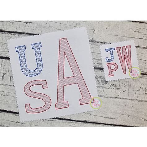 Stacked Serif Patriotic Motif Embroidery Monogram Font Machine