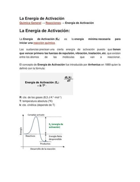 La Energía de Activación Aprende Todo de Medicina uDocz