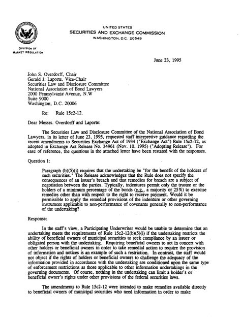 Fillable Online Sec Nabl Interpretive Letter Continuing Disclosure