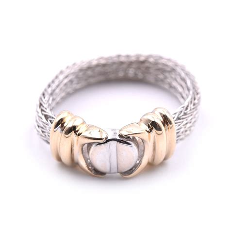 14k Two Tone Mesh Style Ring Vintage Jewelry White Gold Rings Rings