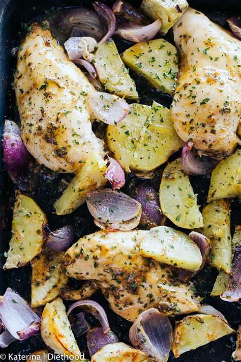 One Pan Roasted Chicken And Potatoes Honey Mustard Chicken Recipe