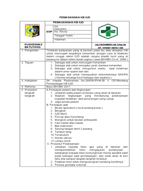 Sop Kb Pemasangan Iud Pdf
