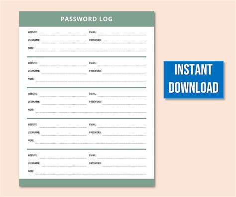 Editable Fillable Password Tracker Keeper Logbook Printable Etsy