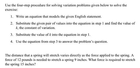 Solved Use The Four Step Procedure For Solving Variation