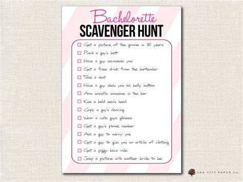 Bachelorette Party Games Scavenger Hunt