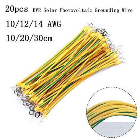 20pcs Bvr Solar Pv Ground Wire With Terminals 10 12 14 Awg Solar Ground Wire 14awg 30cm